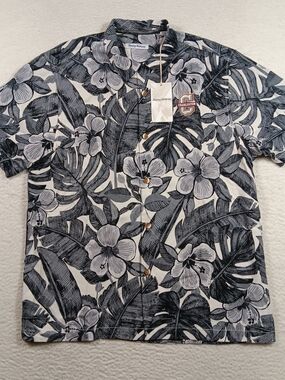 Tommy Bahama Shirt Mens Large Silk Floral Camp Loop Collar Charleston Cougars